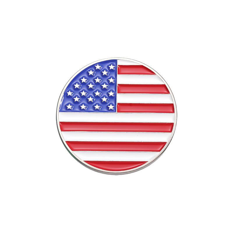 

Unique Cartoon Lettering Striped Flag Badge Featuring Lady Liberty In Geometric Design QHXZ997