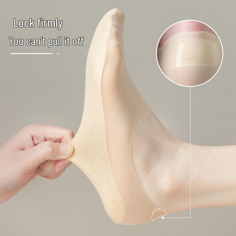 Women's Non-Slip Ice Silk No-Show Boat Socks - Breathable, Antibacterial, Sweat-Absorbent, Odor-Resistant