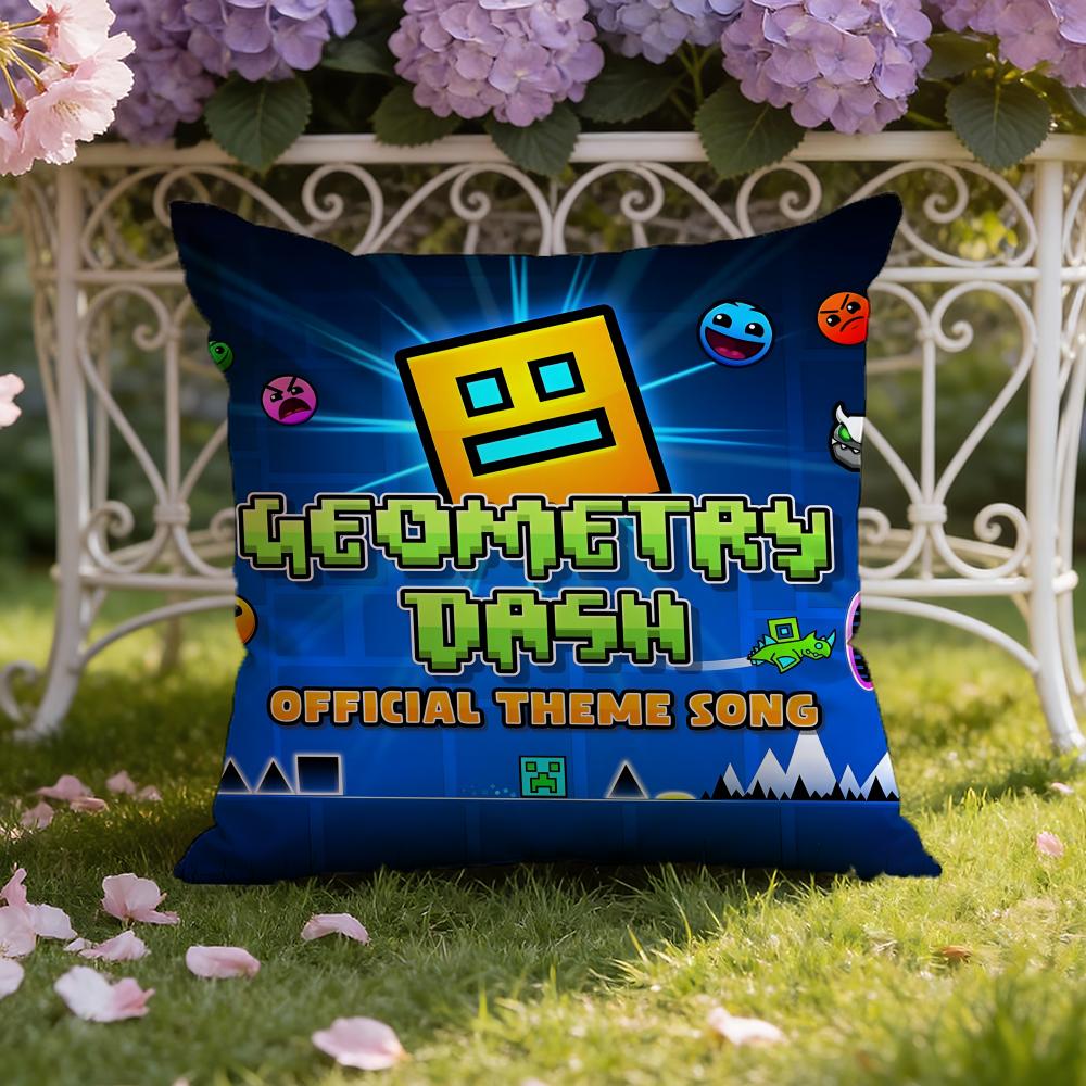 Spiel Cartoon G-Geometry Dash Spiel Kissenbezug Haus & Auto Doppelszenen Kissenbezug: Wendbar für Premium-Komfort 30cmx30cm