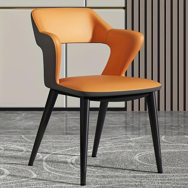 French Style 1Pc Leather Dining Chair with Backrest, Hollow Design, Suitable for Clubhouse Hotel Western Restaurant Cafe