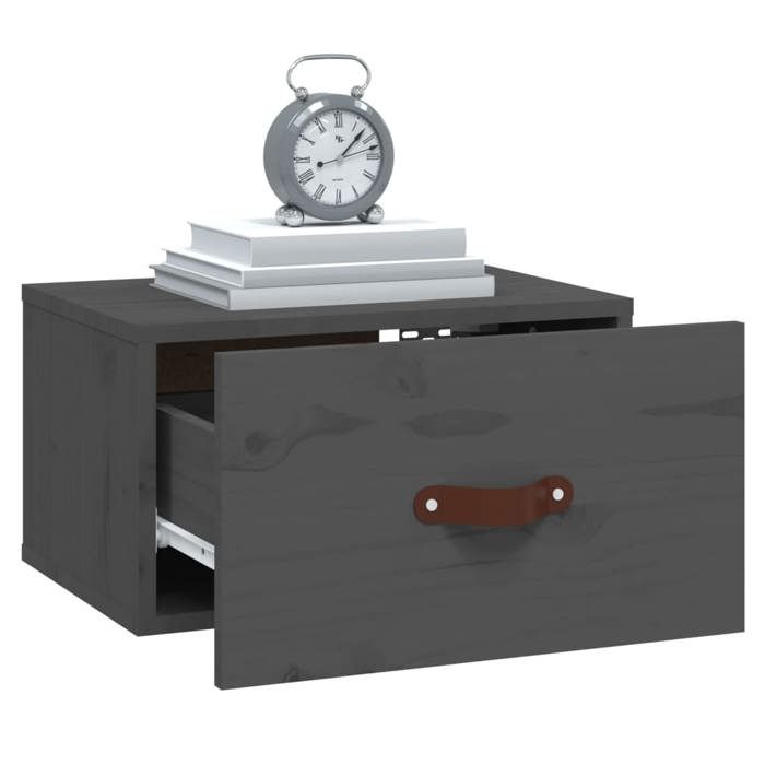 Table de chevet murale - Maison Exclusive - Gris - Pin massif - 40 x 29,5 x 22 cm