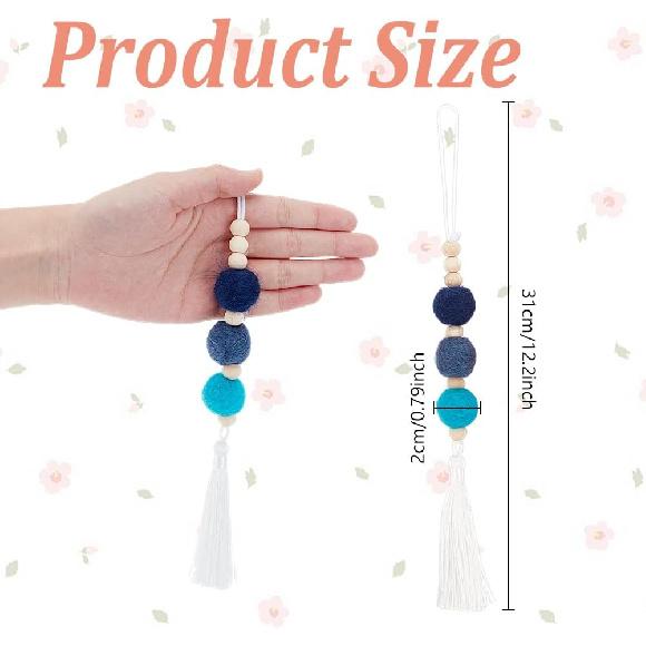 

10Pcs Felt Ball Car Diffuser Aromatherapy Essential Oil Car Vent Clip Diffuser Felt Wooden Bead Bohemian Tassels Car Hanging Ornament Clip for Car