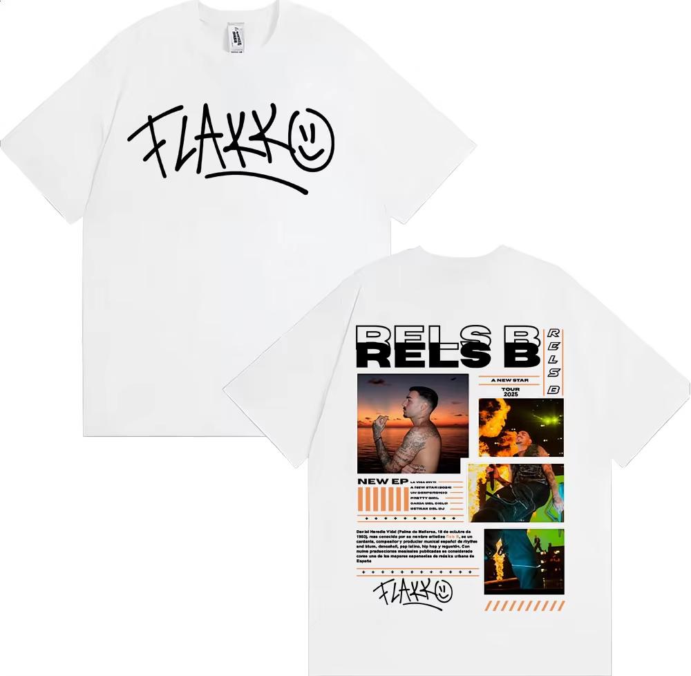 Rapper RELS B Skinny Flakk 2026 Tour Merch T Shirts Unisex Fashion Hip Hop Vintage Tshirt Casual ONeck Short Sleeve 2026 T Shirt
