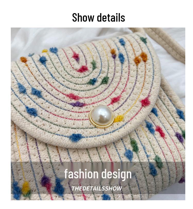 Summer Straw Woven Small Square Crossbody Bag: Fashionable Versatile Handmade Beach Accessory for Women