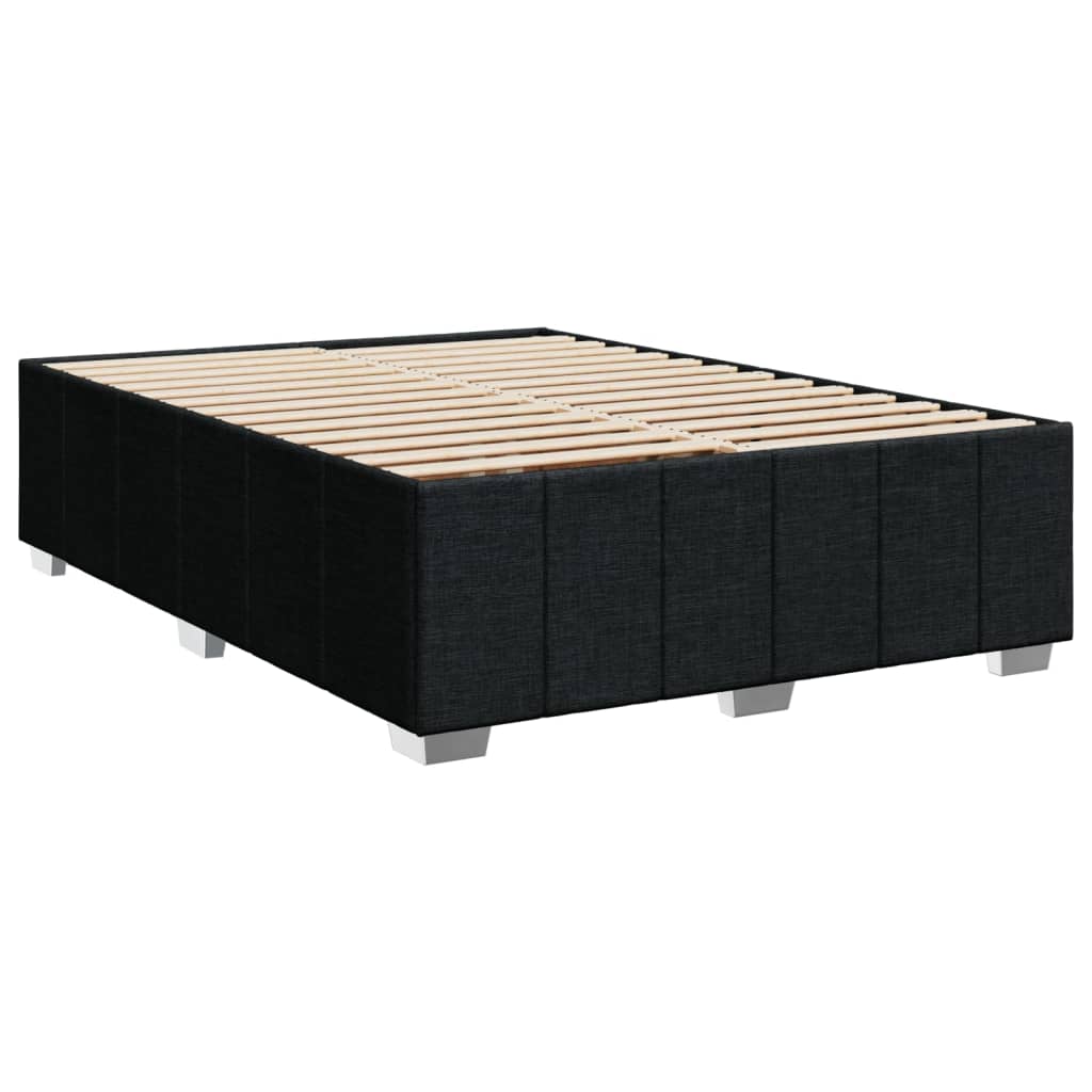 Box Spring Bed with Mattress Black 140x190 Cm Fabric