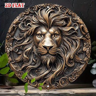 Vintage Metal Lion Head Wall Art Rustic Scroll Design Coastal Beach House Decor 2D Iron Sculpture