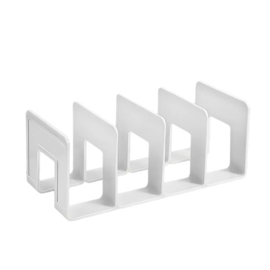 Acrylic Bookends with Four-Compartment Dividers Bookend Horizontal And Vertical Use Durable Acrylic Desktop Organizer for Office And Home