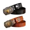 Women Western Belt Engraved Bull Metal Buckle Pants Belt Unisex Cowgirl Belt