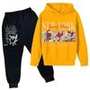 Kids Trendy Printed Pullover Hoodie and Sweatpants Set - Loose Fit Long Sleeve Casual 2 Piece Outfit