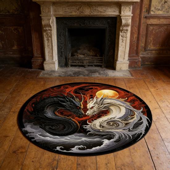 Yousheng 3D Dragon Bathroom Rug Absorbent Floor Mat with Anti-Slip Backing Realistic Dragon Decorative Rug for Bedroom Living Room Playroom