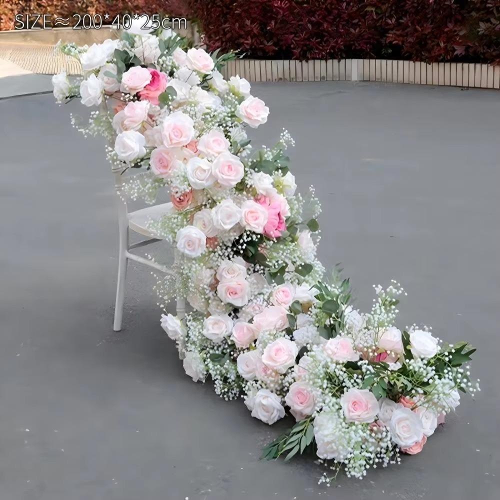 UFlower 200cm Artificial Cherry Blossom Flower Wedding Background Wall Decor Party Wall Decoration Center for Table Stage Home