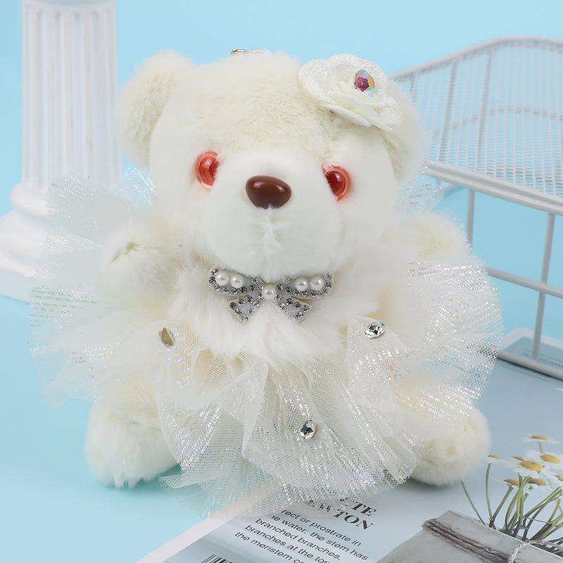 Cute Mini Plush Bear Keychain Fashionable Cartoon Doll Pendant Bag Charm For Women