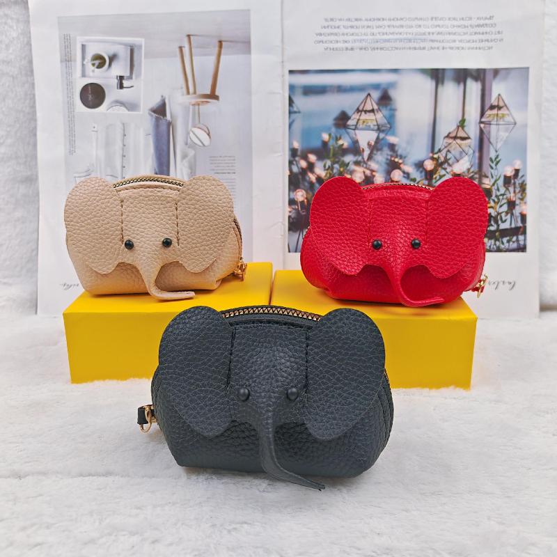Pu Leather Elephant Money Bag Women Coin Purse With Key Ring Multifunctional Zipper Storage Bags Key Case