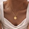 Stainless Steel Button Chain Bead Chain Twelve Constellations Alloy Relief Round Card Design Sense Necklace Nc-1966