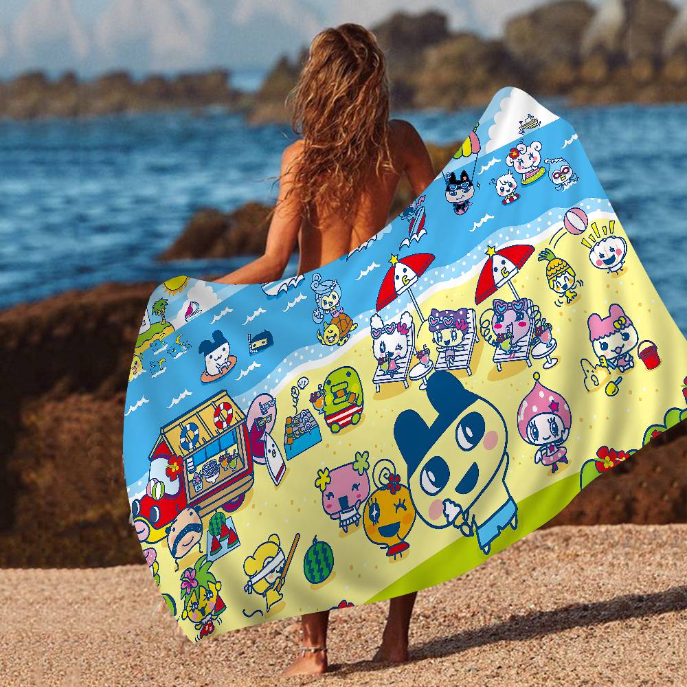 Classic T-Tamagotchi Cut Friend Game Microfiber Printed Beach Towel Mountain Climbing Yoga Beach Running Absorbent Soft Towel