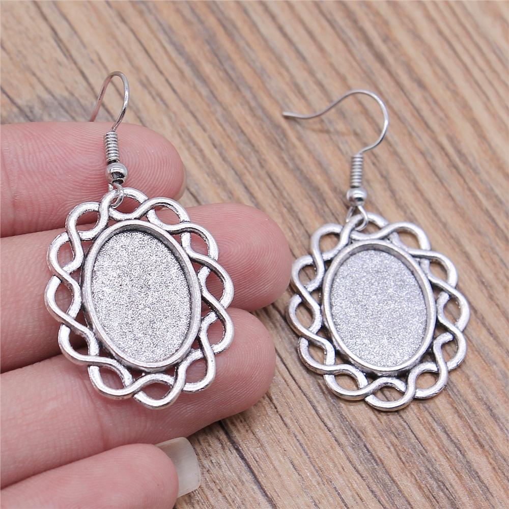 Fit 13x18mm Cabochons Oval Blank Setting Bezel Blank Cabochon Earring Base For DIY Earring Making