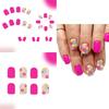 24 Pcs Glossy Press On Nail Short Square Stick On Nail Colorful Flowers False Nail Solid Color Acrylic Nail