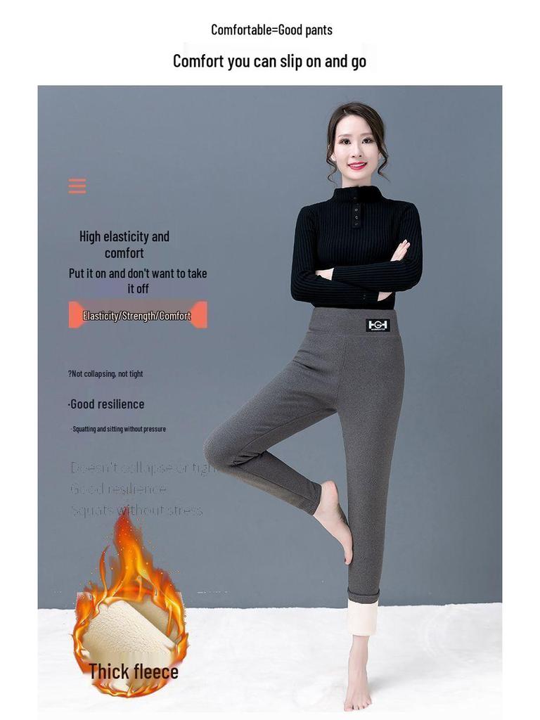 [500g] Thickened Plus Velvet Women's Leggings (Autumn/Winter), Warm Cotton, Cold-Resistant, Slim Fit for Middle-Aged & Elderly.