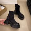 Retro Martin Boots Women's British Style 2025 Autumn and Winter New Small Thick-soled Heightened Black Thick Heel Thin Short Boots