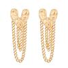European & American Heart-Shaped Stud Earrings: Alloy Hammered Texture Love Heart with Tassel Chain, Retro Design for Women