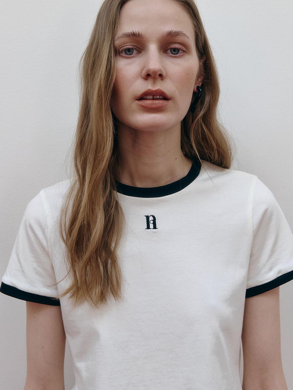 Ed Mang Logo Color Block Crop T-Shirt - Ivory Free