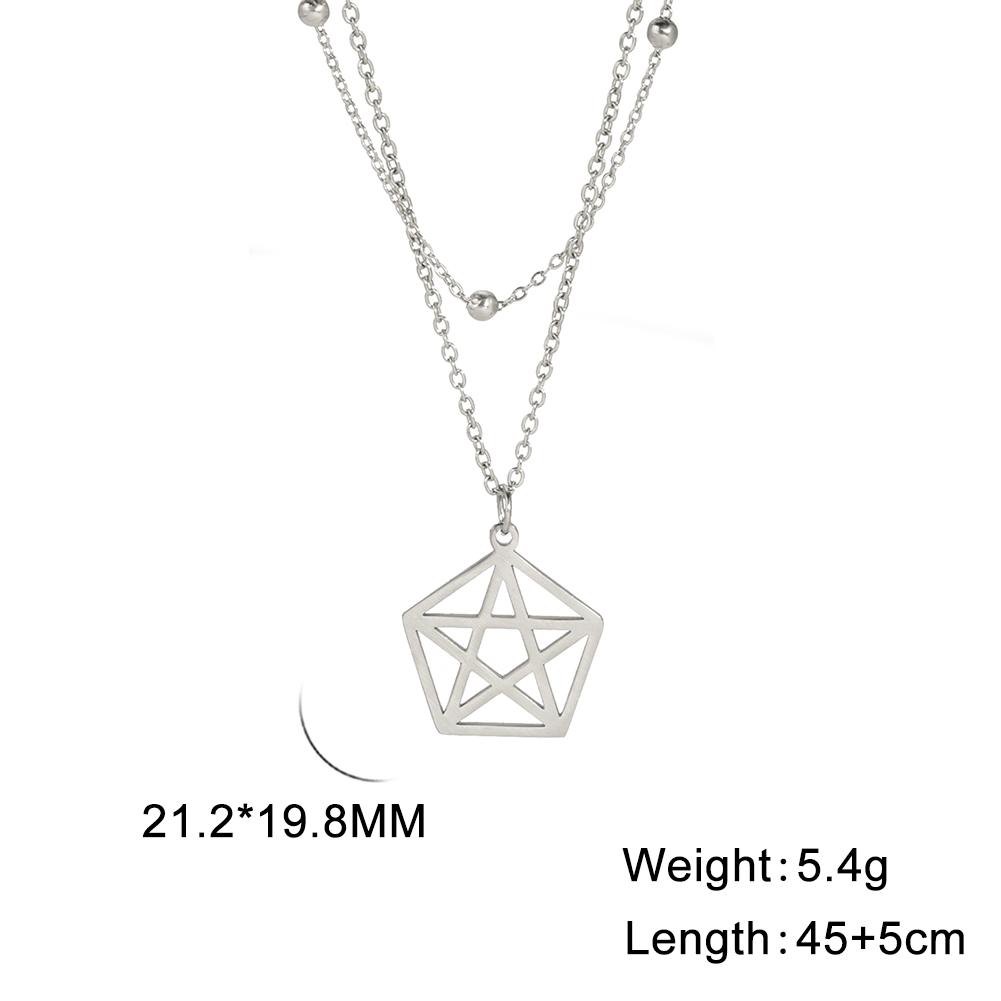 Cazador Pentagram Pentagonal Pendant Necklace for Women Heart Star Geometric Stainless Steel Chain Necklaces Jewelry Wholesale