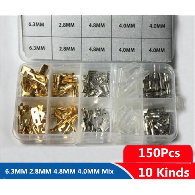 150Pcs 10 Kind Female Male Car Spade Connector Copper Splice Crimp Wire Terminal