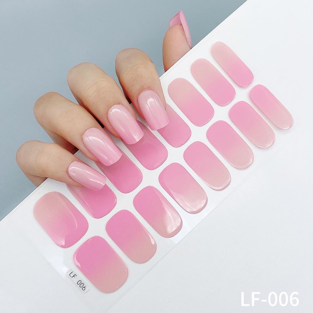 LF No-Bake Waterproof Gel Nail Stickers - Solid, Glitter, Color Block, Gradient Full Cover