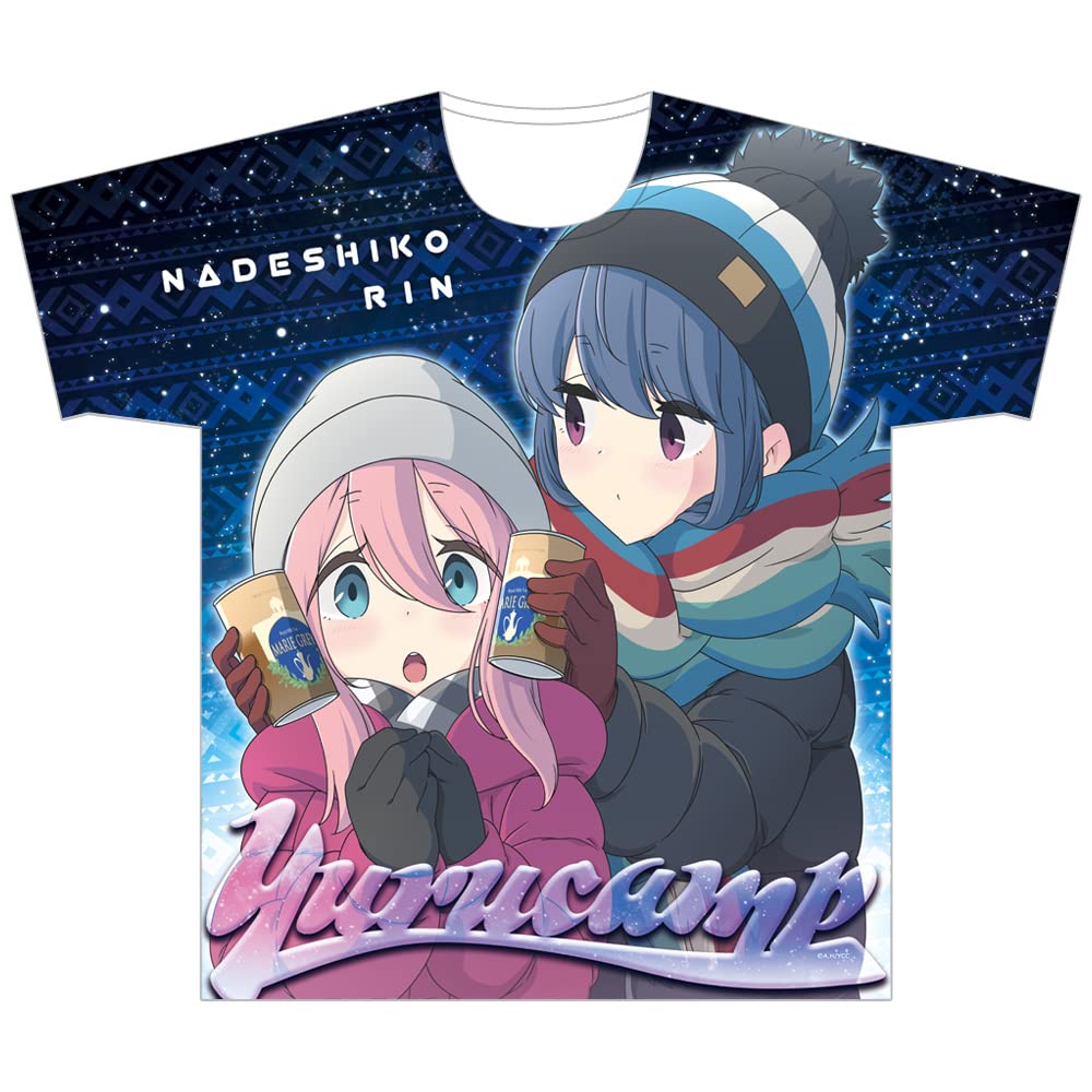 Футболка с полноцветным принтом «Непринужденный лагерь» [Надэсико и Сима Рин] Размер L