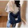 Fashion Sewing Thread Denim Crossbody Bags Zipper Multi-pocket Denim Bag Large Capacity Versatile Commuting Bag Youth Women