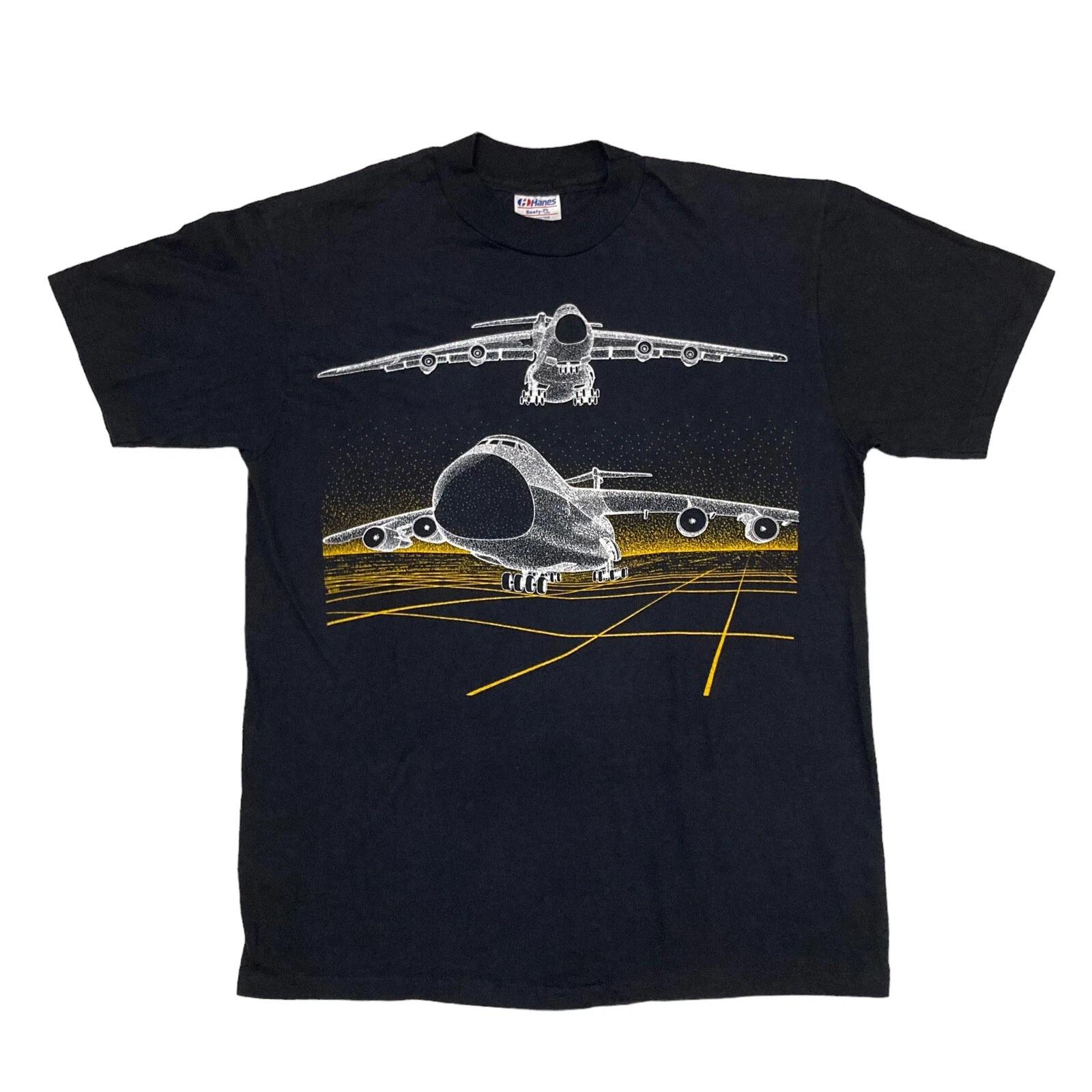 

Vintage C-5A Galaxy Cargo Plane T-shirt L Single Stitch Hanes Beefy Made in USA M