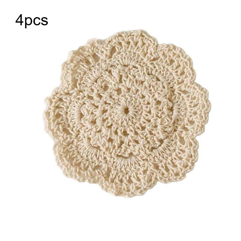 [Vintage Coasters] 2/4/6/10pcs Vintage Floral Crochet Coasters | Perfect for Coffee Table, Wooden Table,Kitchen Decoration