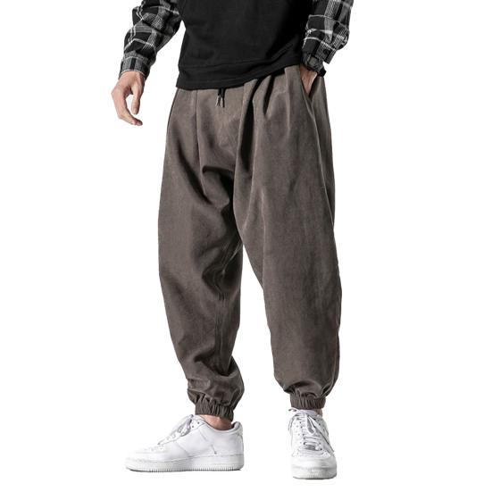 Mid-Rise Elastic Waistband Drawstring Pockets Solid Color Men Bloomers Spring Autumn Thin Style Hip Hop Trousers Streetwear