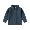 Children's 2024 Long-Sleeve Polo Shirt: Thickened Lapel Korean-Style Top for Boys - Autumn Collection.