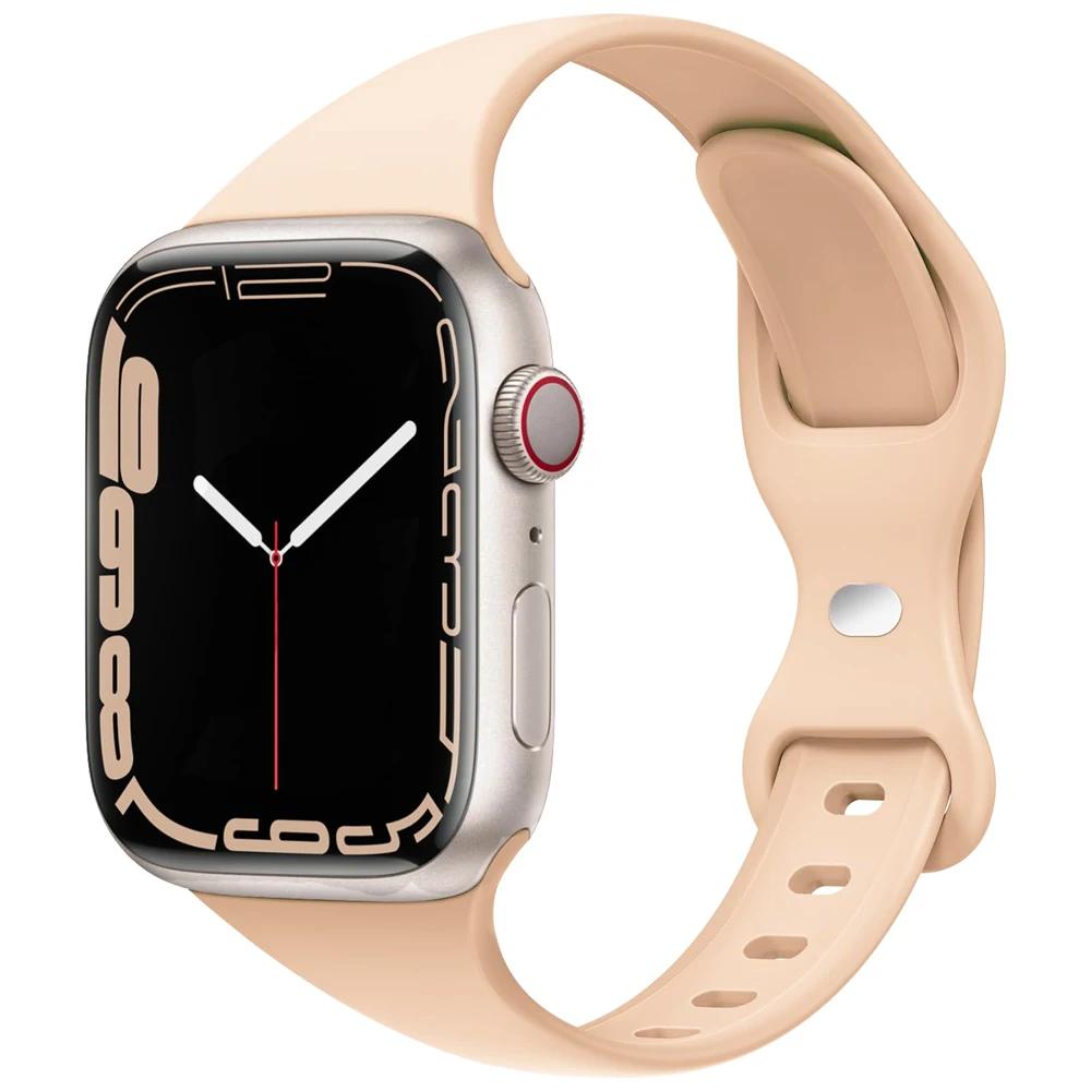 Slim Silicone Strap For Apple Watch Band 45mm 44mm 40mm 41mm 42-38mm sport bracelet iwatch series 8 7 se 3 4 5 6 9 ultra 2 49mm