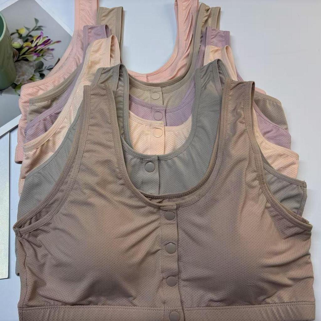 Modal Bamboo Fiber Front-Opening Bra for Plus Size, Middle-Aged, and Elderly - Vest Style