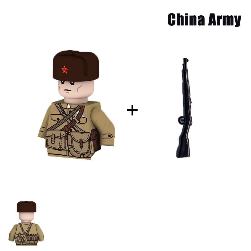 Kids Toys WW2 Military Army Sets Building Blocks Soviet US China Soldiers Mini Action Figures Medal Toys For Kids Birthday Gifts