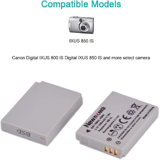 Запасная батарея Newmowa NB-5L (2-Pack) и Портативный USB-зарядный комплект для Canon NB-5L и Canon PowerShot S100, S110, SD790IS, SD850IS, SD870IS,