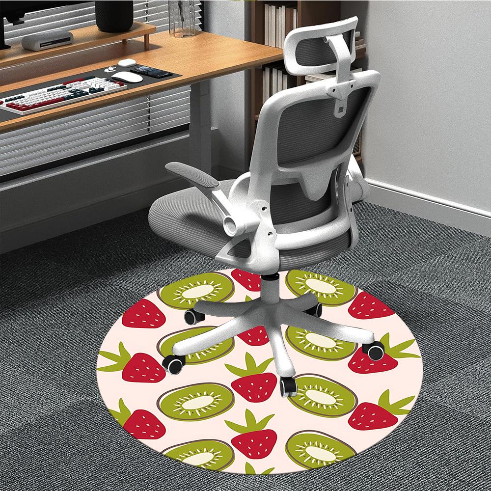 1pc Kiwi Strawberry Office Round Area Rug, Indoor Mat Suitable For Office, Under Office Chairs Bedroom Living Room Home Decor, Room Deco