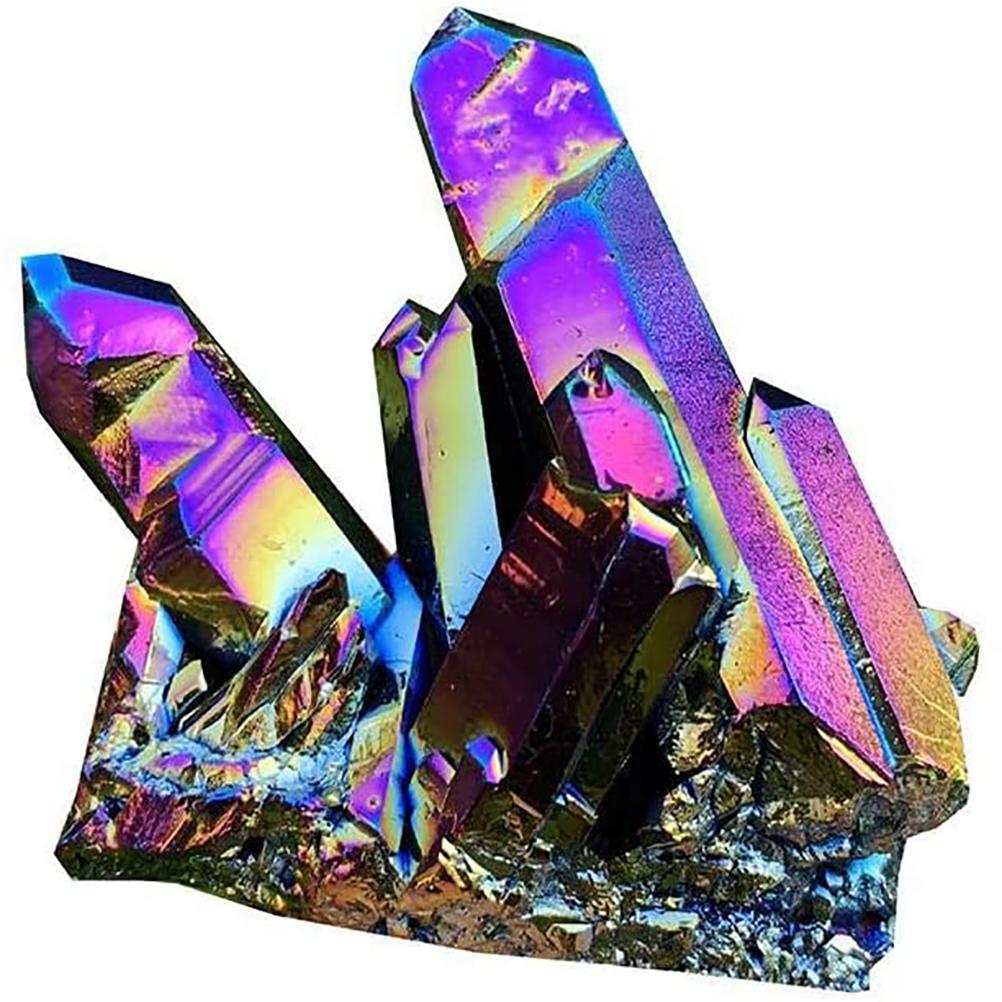 ZK50 Natural Colorful Rainbow Crystal Stone Natural Rock Crystal Cluster Geode Stone Specimen Home Decor