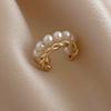 Korean Gold Color Double-Layer Circle Twist Pearl Ear Cuff Vintage Geometric Circle Earcuff Fake Piercing Pearls Clip