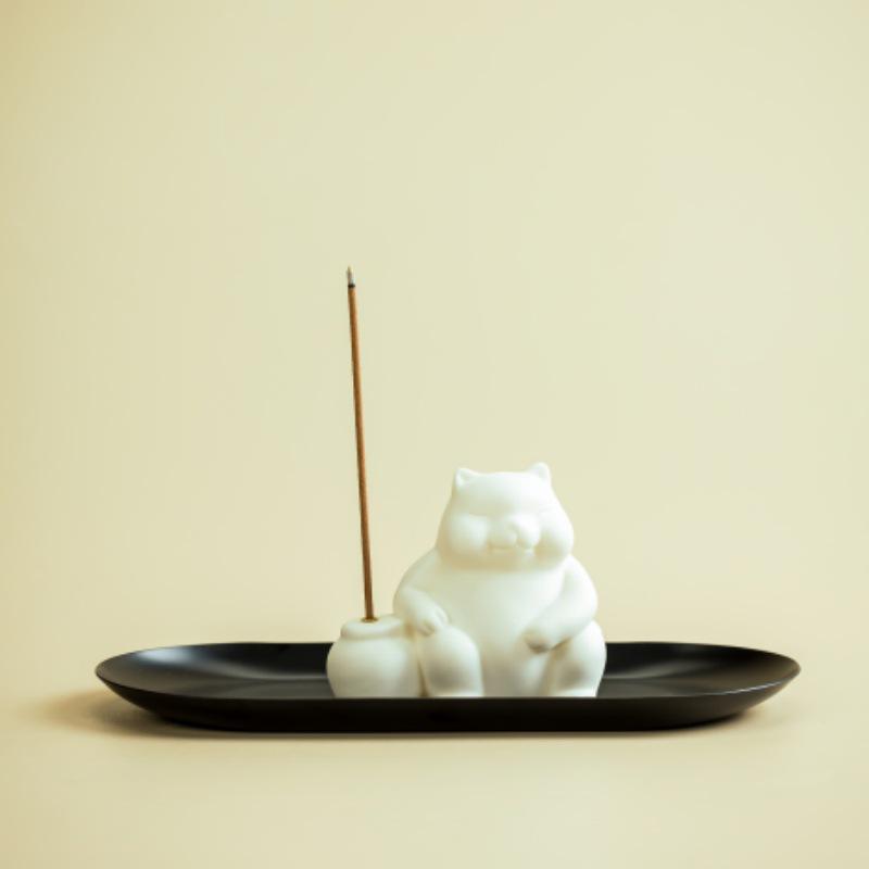 Adorable Kitten Ceramic Incense Burner and Holder for Sticks and Coils