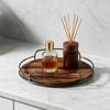 2 Piece Metal Guard Rail Wooden Rotating Tray Round Bathroom Storage Tray  Cabinets