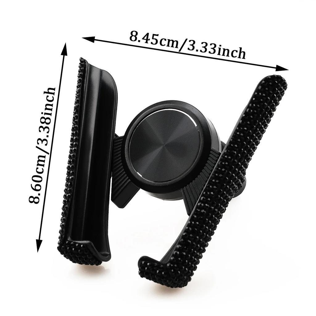 1 Stück Neuer Glitzernder Imitationsdiamant Auto Handyhalter Stilvoll & Niedlich Dual-Funktions Lüftungsschlitzhalterung 360° Drehbarer Autoständer für Dam