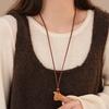 Korean fleece rope color artificial tiger's eye stone bag necklace niche design sweater chain retro necklace