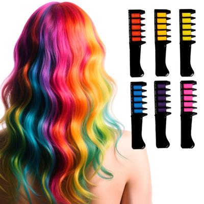 Pettine con Gessetti per Capelli 6 Colori Lavabile Tintura Istantanea per Capelli Pettine Halloween Natale Cosplay Festa Pettine Temporaneo Usa e Getta per Colorare i Capelli