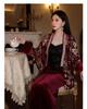V-neck Embroidered Chinese Style Winter Down Jacket & Skirt Suit NY064