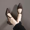Fashion 2025 Fashion Hollow Women's High Heels Pointed Toe Weave Buckle Strap Chunky Heel Pumps Plus Size Dress & Career Retro Mary Jane