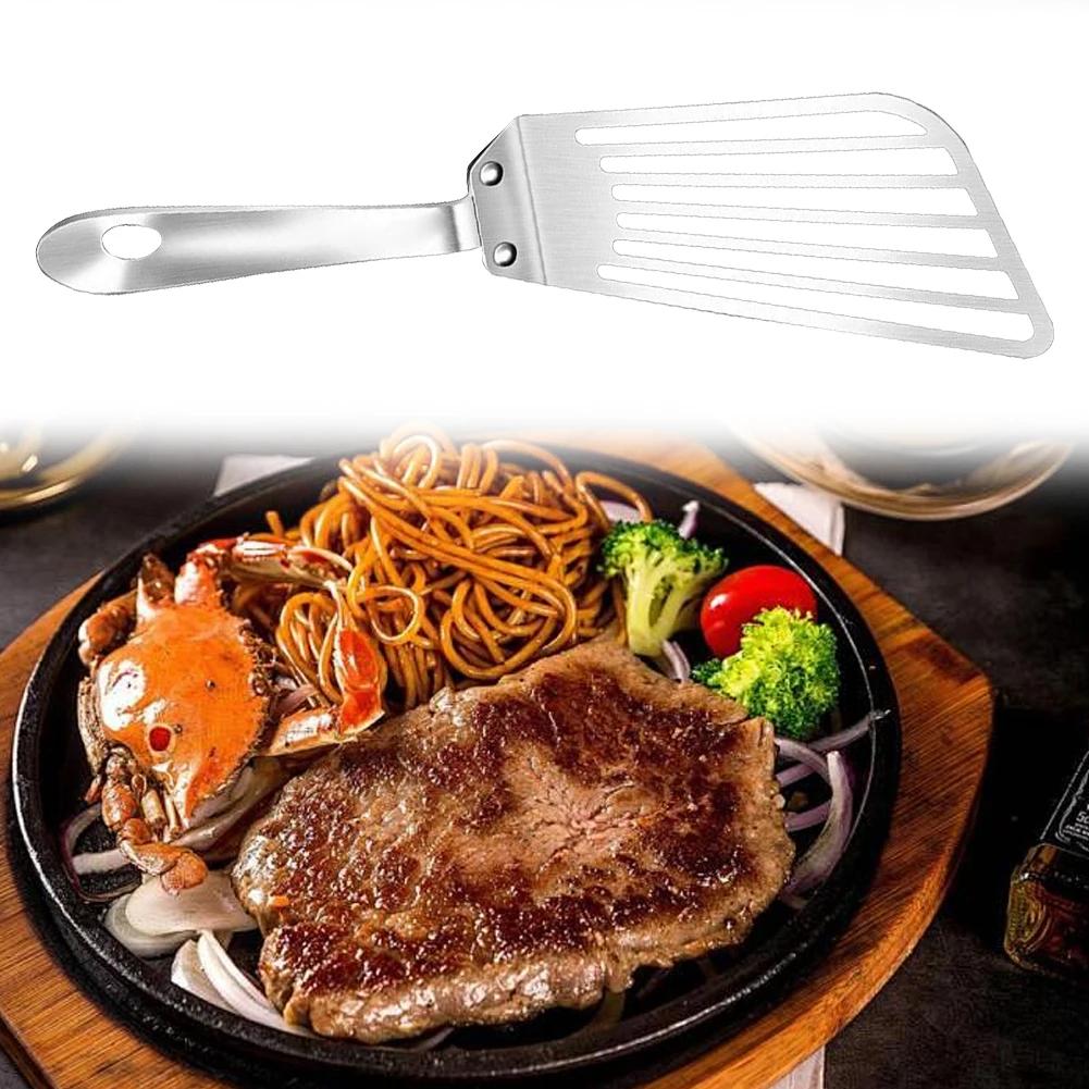Fish Frying Spatula In Stainless Steel Oil Filtering Design for Cooking Meat and Fish Soft Grip Handle for Easy Use
