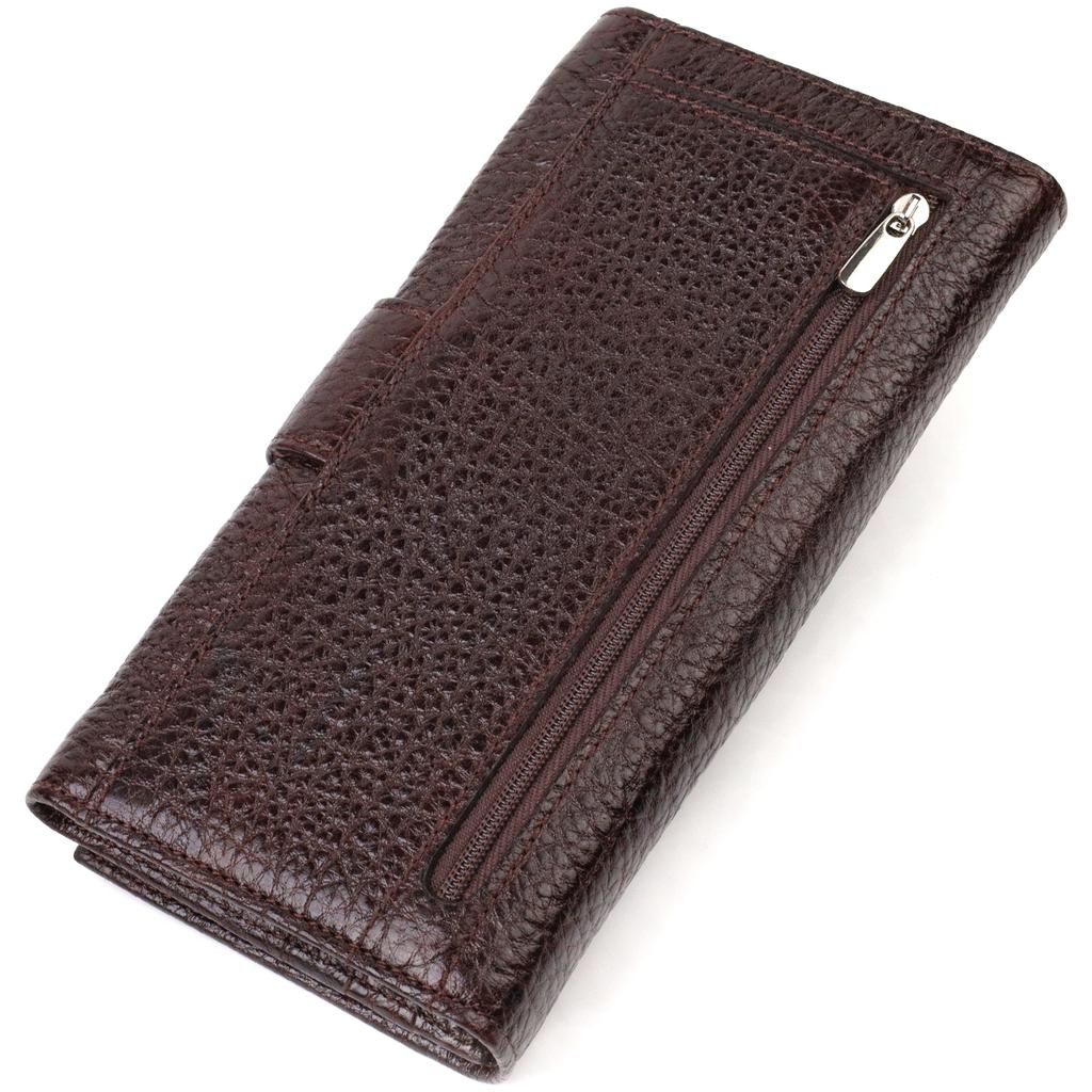 Capacious Vertical Men's Purse Made of Natural Coarse-grained Leather CANPELLINI 21840 Brown